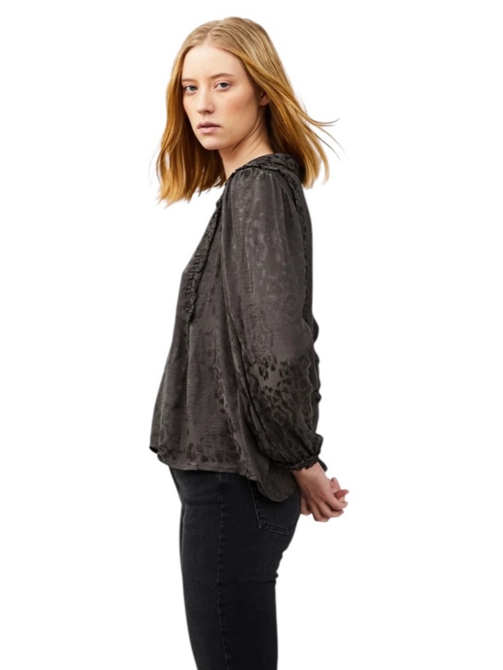 π€ πππ πππππ Black Floral Jacquard Blouse πππ Boho Luxe - Picture 9 of 10